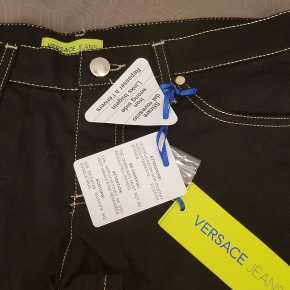 VERSACE Black Embellished Jeans Shorts - Picture 2 of 5